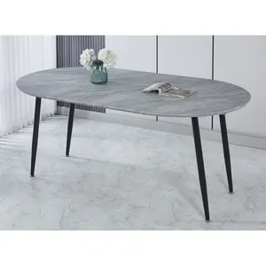 [Fahuac] Extendable Dining Table 100-180cm - MDF Top, Metal Legs, 39.4in Depth, for Office Home.