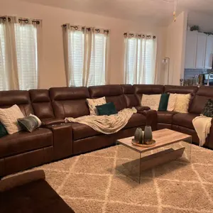 Man Wah Brown 7 Piece Brown Leather Power Reclining Sectional Assembled