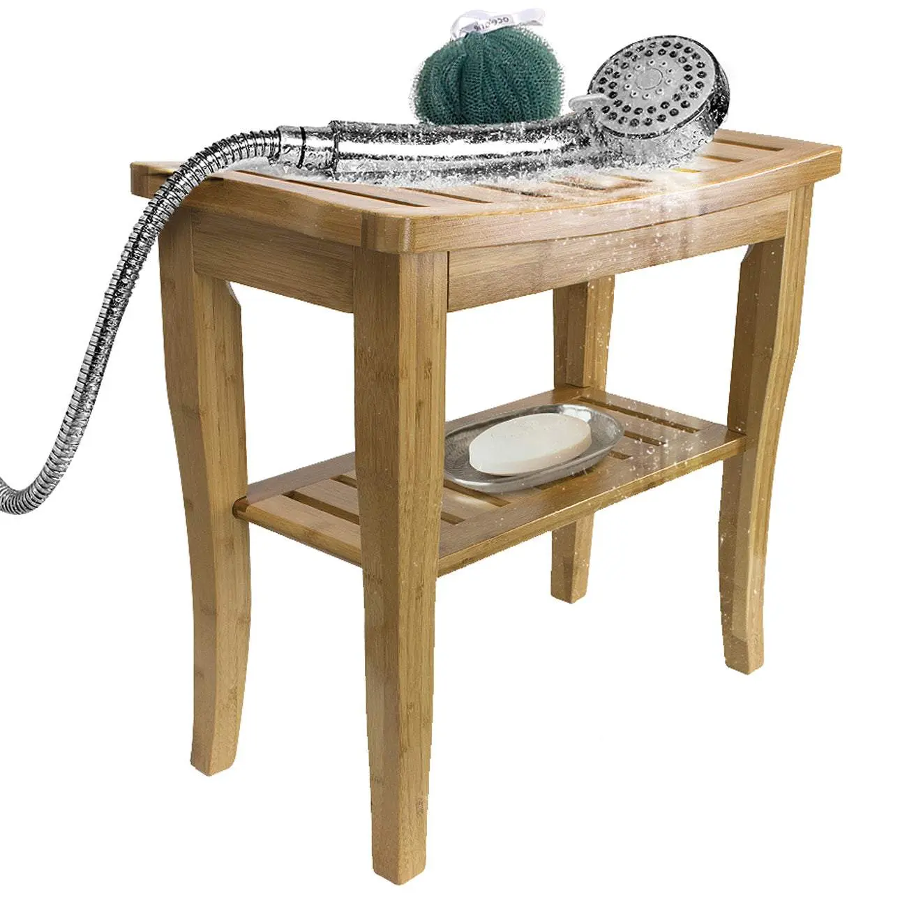 Bamboo Bench Stool with Shelf for Indoor Furniture