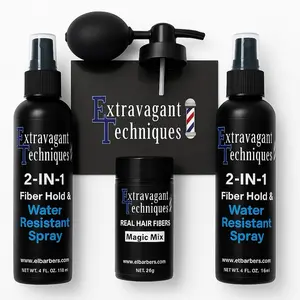 Real Hair Fiber 25g Combo with fiber applicator 2 and placard- Water/Wind Resistant Spray with Advanced Polymers for Natural Look and Feel - Color, Haircare Fluffy fibers