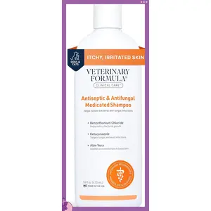 Veterinary Formula Clinical Care Antiseptic and Antifungal Medicated Shampoo for Dogs & Cats, 16 Fl Oz – Helps Alleviate Scaly, Greasy, red Skin – Paraben, Dye, Soap-Free (1 Pack)(Costume Sets)