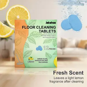 Floor Cleaning Tablets - Safe for Wood Tile Marble Quick Dry No Residue 12 Tablets Lemon Scent