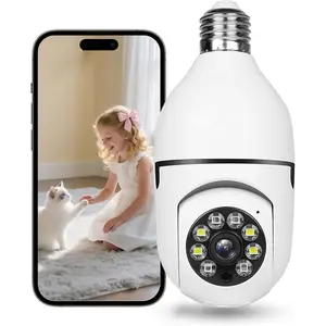 1080P HD 360 Degree Light Bulb Security Camera, 2.4G WiFi Wireless Surveillance Camera, Night Vision Two-Way Talk Motion Alert Home Security Cam