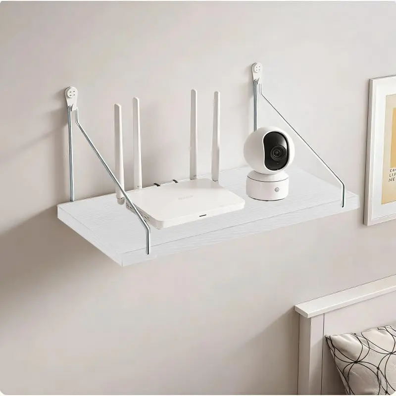 1PC Projector Wall Mount Bracket Holder with Storage, No Drilling, Multi-Functional Wall Mounted Shelf for Projectors Routers Cameras, Office Home Display Organizer