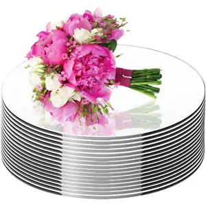 16 count 10" Round Mirrors for Centerpieces  Circle Mirror Tiles Candle Plate Wall Mirror 12inch  Mirrors for Craft Wedding Birthday Christmas Table Centerpieces Decorations