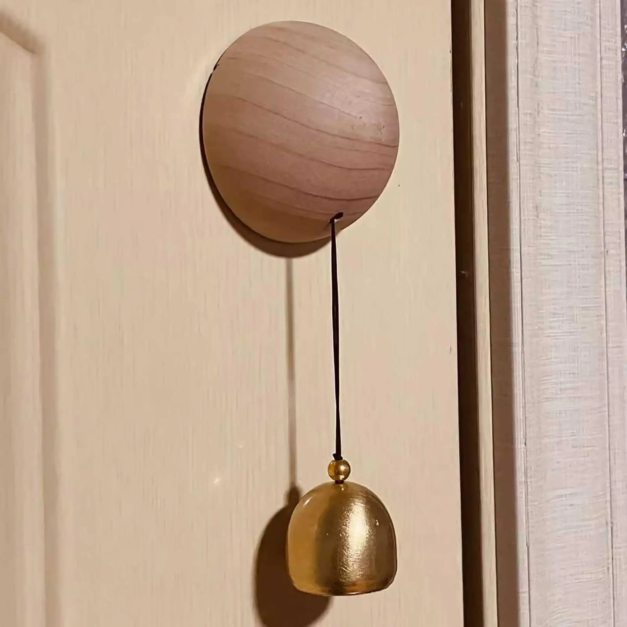2-Piece Modern Decorative Wood Ball Hanging Magnetic Doorbell, Shopkeeper Bell with Suction Cup, Bell for Door, Entry Door Reminder, Home, Interior & Garden Decorations