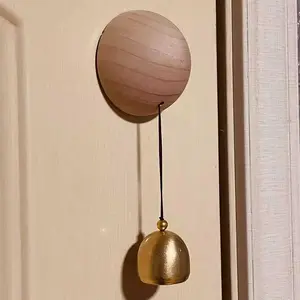 2-Piece Modern Wood Ball Hanging Magnetic Doorbell, Shopkeeper Bell with Suction Cup, Entry Door Reminder, Home, Interior & Garden Decorations