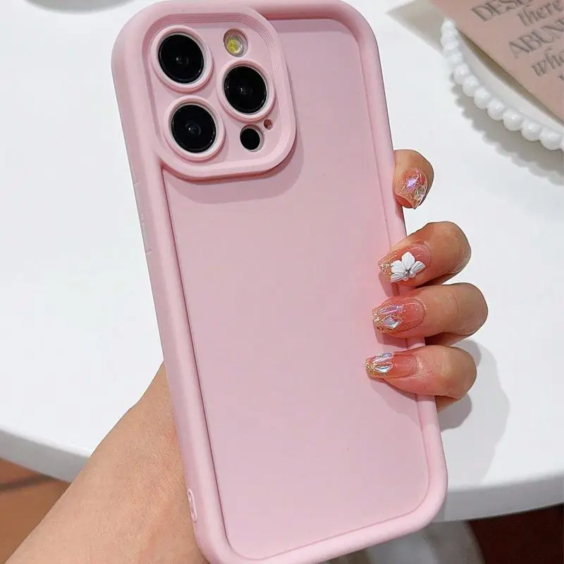 Solid Color Phone Case, Anti-drop Shockproof Phone Protector Cover, Phone Accessories Compatible with iPhone 11 12 13 14 15 16 17 Pro Max, Protection