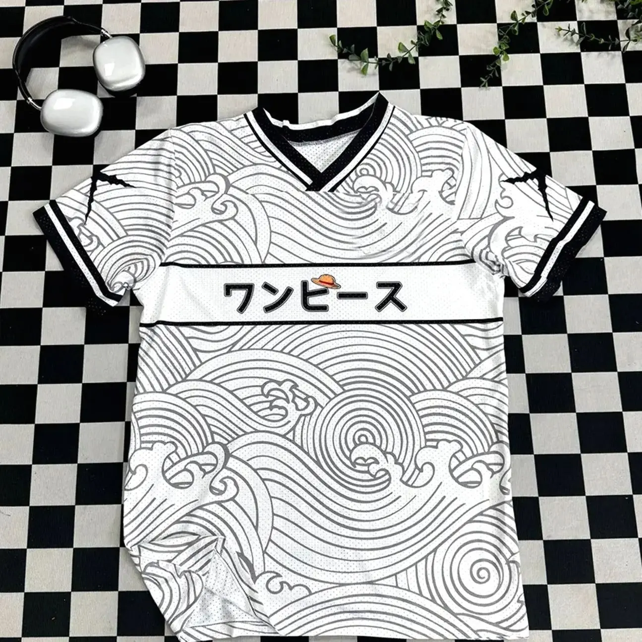pirate football mesh jersey, jersey shirt, street style, retro jersey anime NOG
