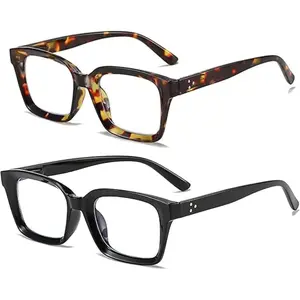 Retro Spring Hinge Womens Readers,Blue Light Blocking Computer Square Reading Glasses for Women Men
