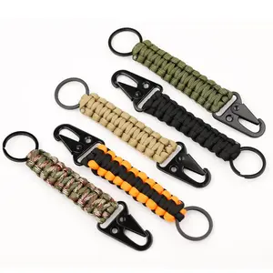Paracord Keychain Military Braided Lanyard Carabiner Outdoor Emergency Survival Knot Keychain Clip With Strap For Keys/Men/Women