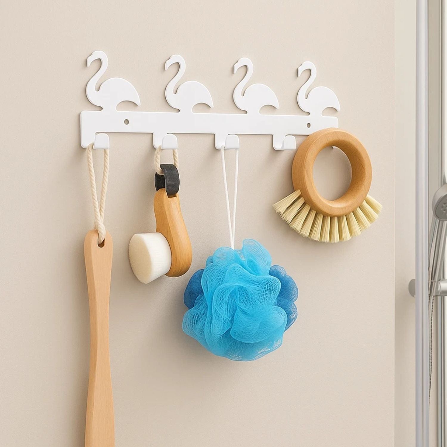 Home Collection Swan Wall Hook Rack 4 Hook Metal Key Holder
