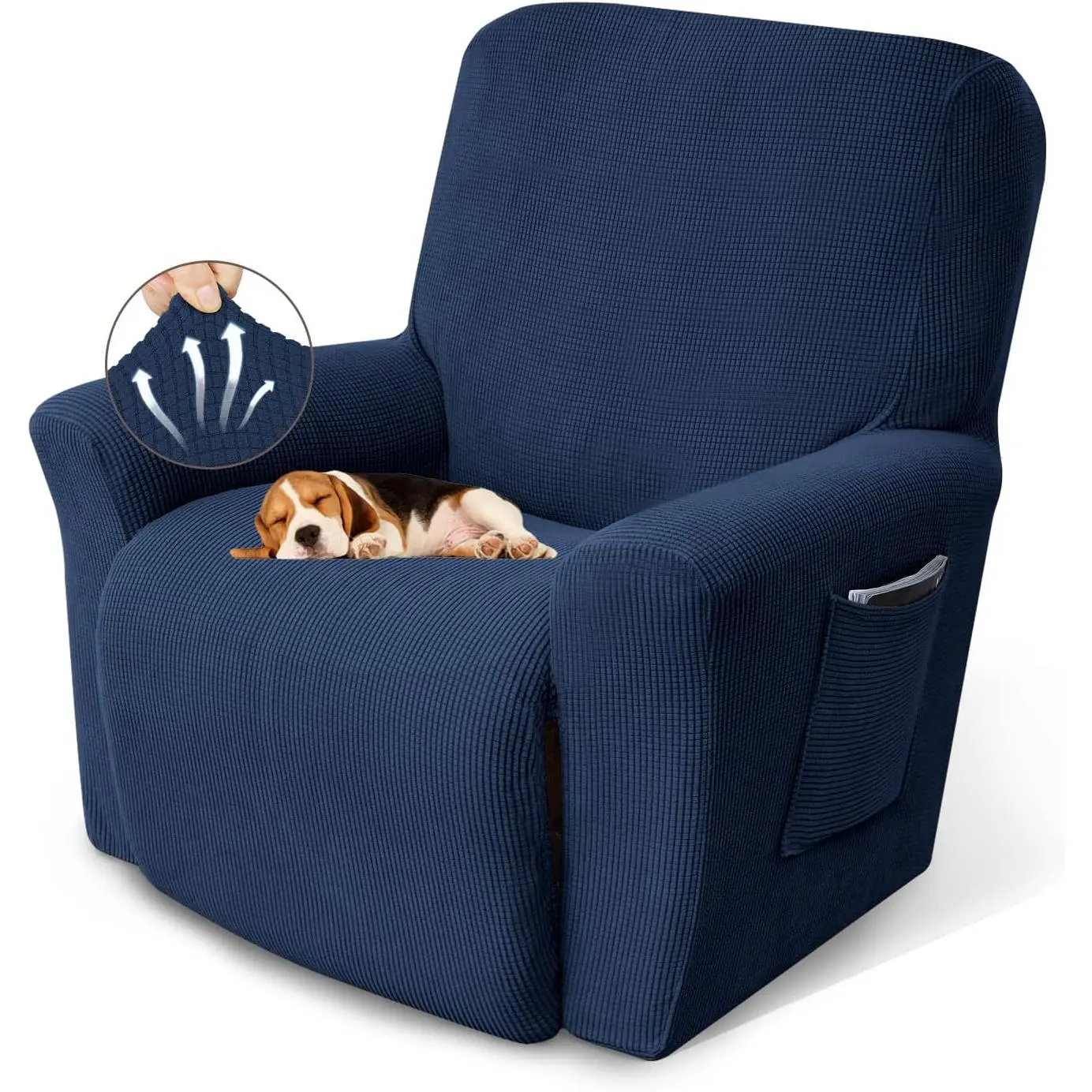 Recliner Chair Covers,Lazy Boy Recliner Covers Stretch Couch Cover Slipcovers 1 count Furniture Protector with Elastic Bottom for ,.(Recliner, Navy Blue)