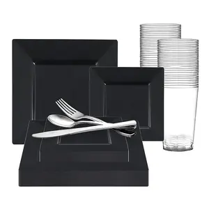 Black Square Plastic Dinnerware Value Set (120 Settings)