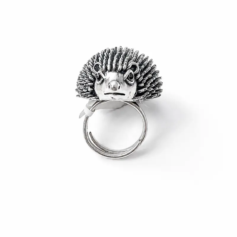 SOMS 925 Sterling Silver Hedgehog Adjustable Ring