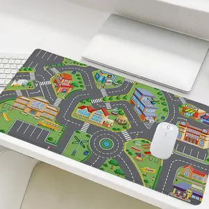 Cartoon Road Map Pattern Mouse Pad, Rectangle Gaming Mouse Pad, Non-Slip Rubber Base Mouse Pad for Home Office, Gaming Enthusiasts Gift, Desk Pad