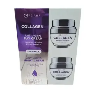 CB Clear Beauty Collagen Anti-Aging Day Cream & Night Cream Duo Pack - Hydrating Firming Wrinkle Reducing Moisturizing Lifting Revitalizing