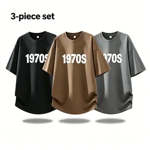 3-Pack Unisex Loose T-Shirts, Heavyweight Cotton, Short Sleeve for Fitness, Casual Relaxed Sports Tops summervibes