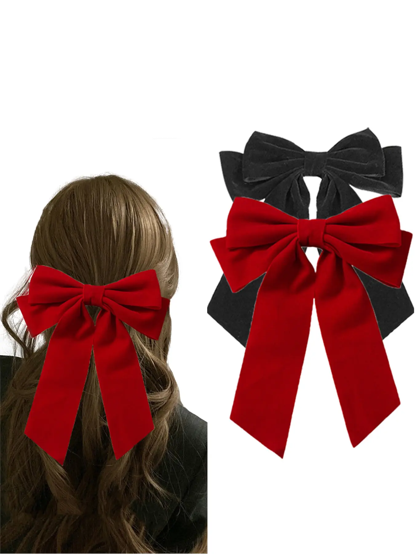 2-piece black and red butterfly bow decoration hair clip set suitable for Christmas parties, birthday parties, daily life, Daily Wear, and can be worn