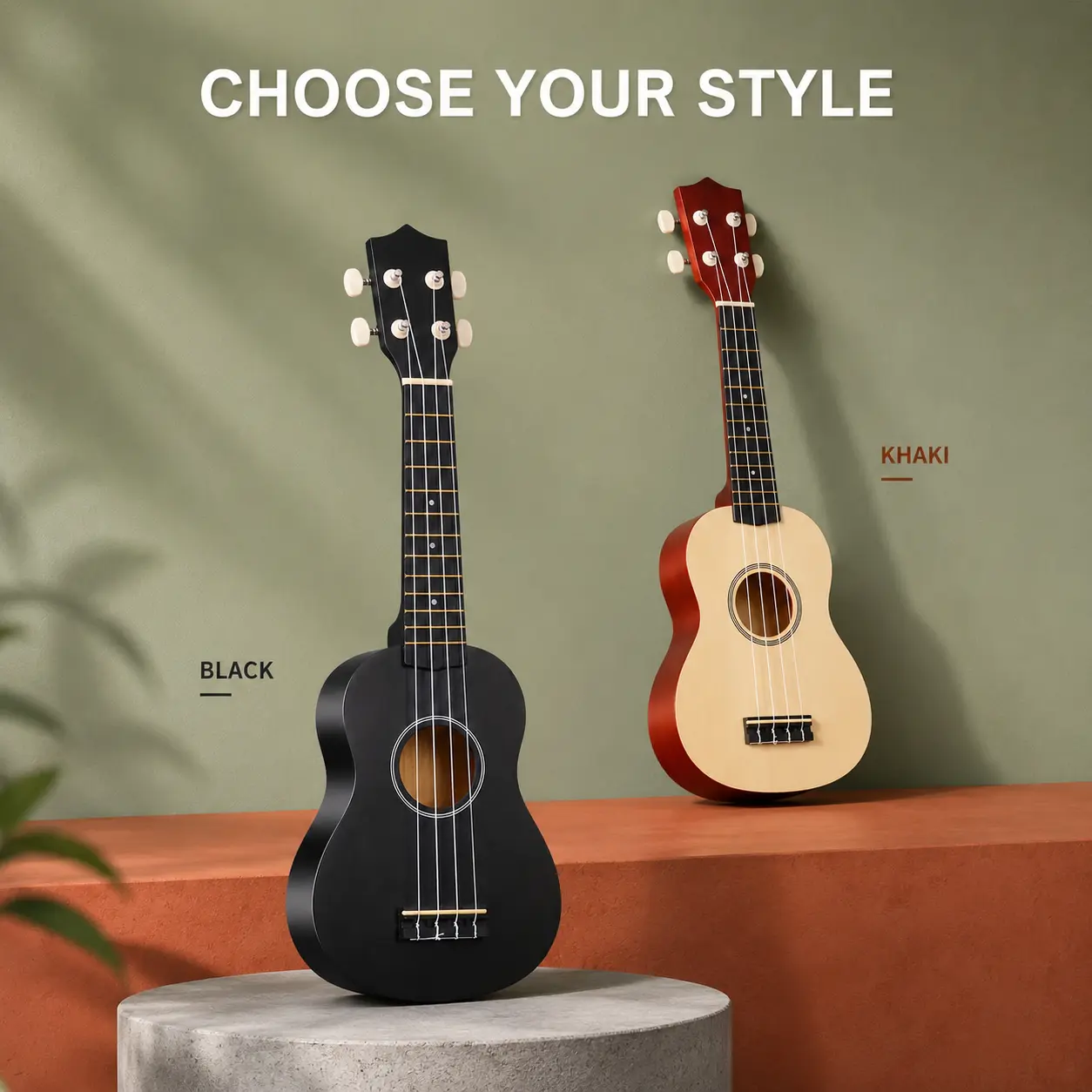 Ukulele Professional 21 inch ukulele, suitable for adult beginners, equipped with backpack, shoulder strap, strings and fabric, 3 guitar paddles (random color)