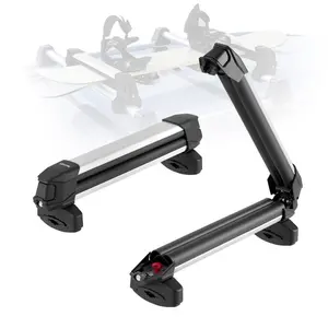 SummerWinsVEVOR Adjustable Ski Snowboard Car Roof Rack, 2 PCS Aluminum Universal Car Accessories Top Holder, Locks & Rubber Padding, Carries 4 Pairs of Skis or 2 Snowboards, Fits Most Crossbars, Fishing Rod Carrier, Adjustable Roof Rack