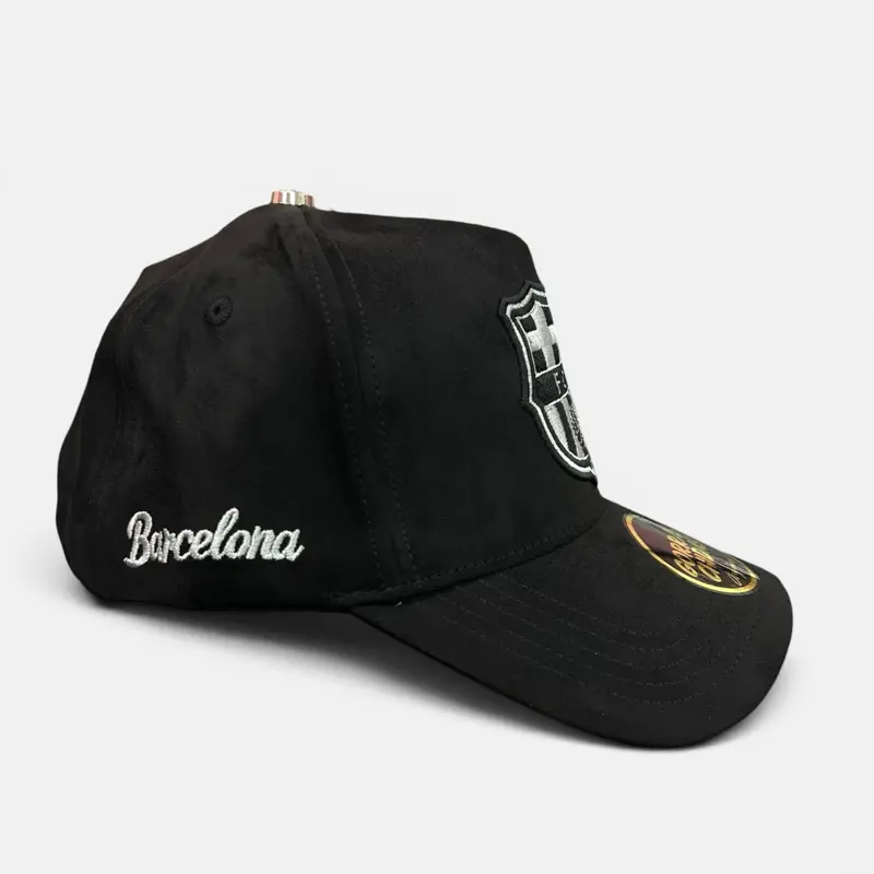 Full Black “Barcelona” High-Quality Style Snapback Hats Full Suede - Adjustable Casual Design Hats with full Suede