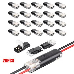 20PCS  2-Pin LED Strip Connectors, Locking Dual-Line Insert Connector, Low Voltage Quick Connect Plug, Safe Distribution for Car Wiring