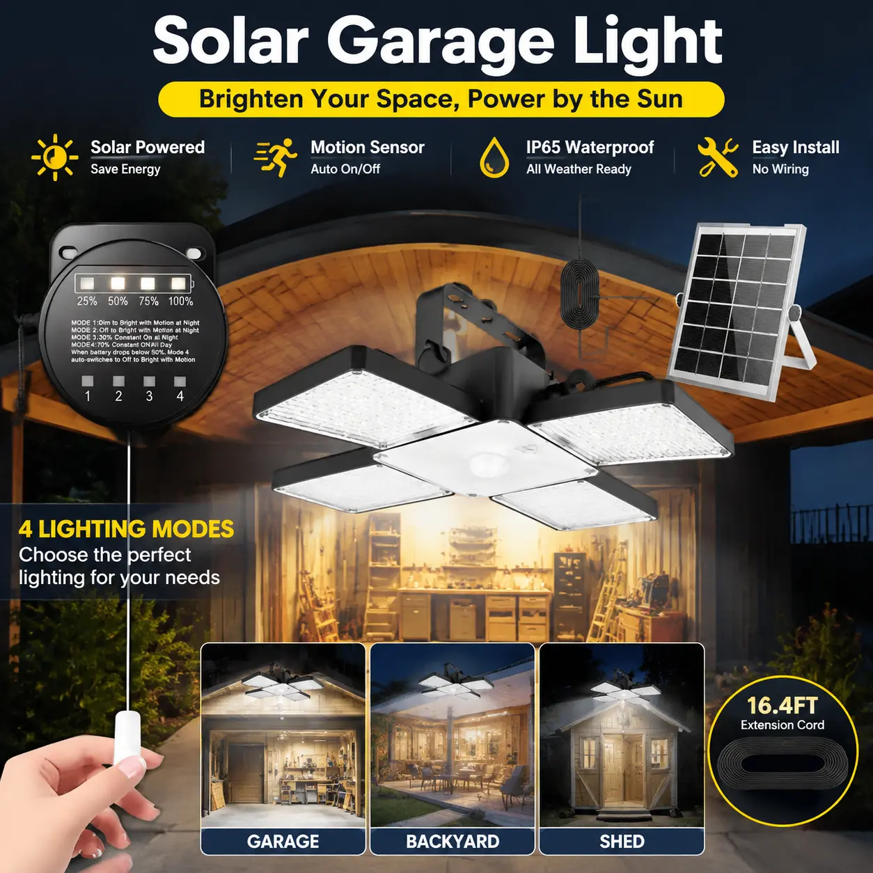 Solar-Powered Irregular Chandelier Floodlight, Dual-Use Indoor-Outdoor Pendant with 4 Modes, Rope Pull & Button Switch for Garden, Holiday Decor