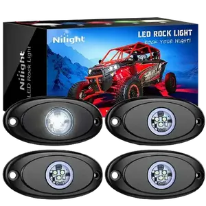 Nilight White LED Rock Lights (4 Pcs)