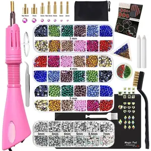 Hotfix Applicator Tool, DIY Hot Fix Rhinestone Setter, Hot Fixed Kit, 5679 count, AB, Clear, 34/30/20/16/10SS, 12 Colors, Bigger Rhinestones,  , Bedazzler Kit with Rhinestones