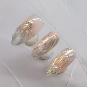 Starfish Bloom Elegance Press On Nails Short Almond Nails/Flower Nails/Yellow Nails/Spring Summer Nails/Shell Nails/Birthday Nails