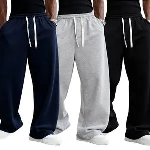 Mens Casual Pants Streetwear Loose Fit Fleece with Drawstring Waist Comfort Wear