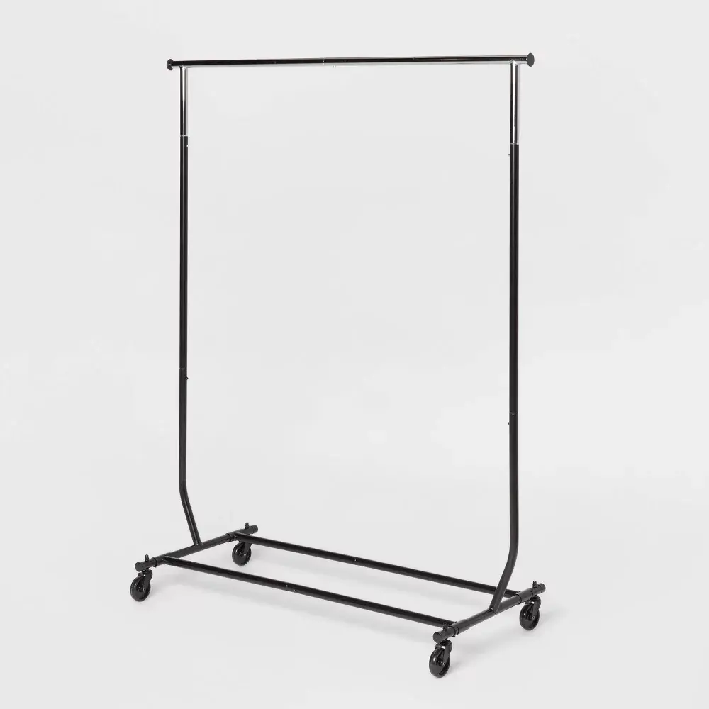 Heavy Duty Garment Rack - Brightroom: Metal Frame Rolling Clothing Storage 101.2 lb Capacity 75.39" Width Black