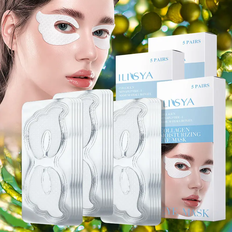 ILISYA collagen eye mask 3 boxes, 5 pieces/box, rich in collagen ingredients, deeply hydrating and moisturizing, nourishing and anti-aging, making the skin around the eyes smooth and smooth, both men and women can use, the perfect choice for gifts summerw
