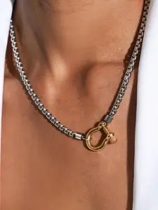 Elegant U-Shaped Stainless Steel Chain Daily Wear Necklace, Waterproof Fashion Jewelry for Men & Women, Perfect Gift for Birthdays & Christmas, Modern Versatile Accessories