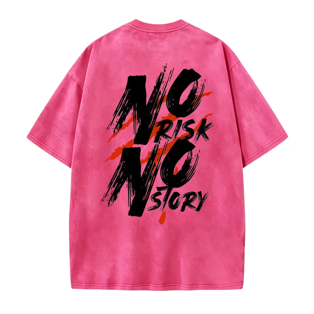 No Risk, No Story Men's Fashion Printed Casual Short-Sleeve T-Shirt, Spring/Summer Top, Comfortable Round-Neck Tee