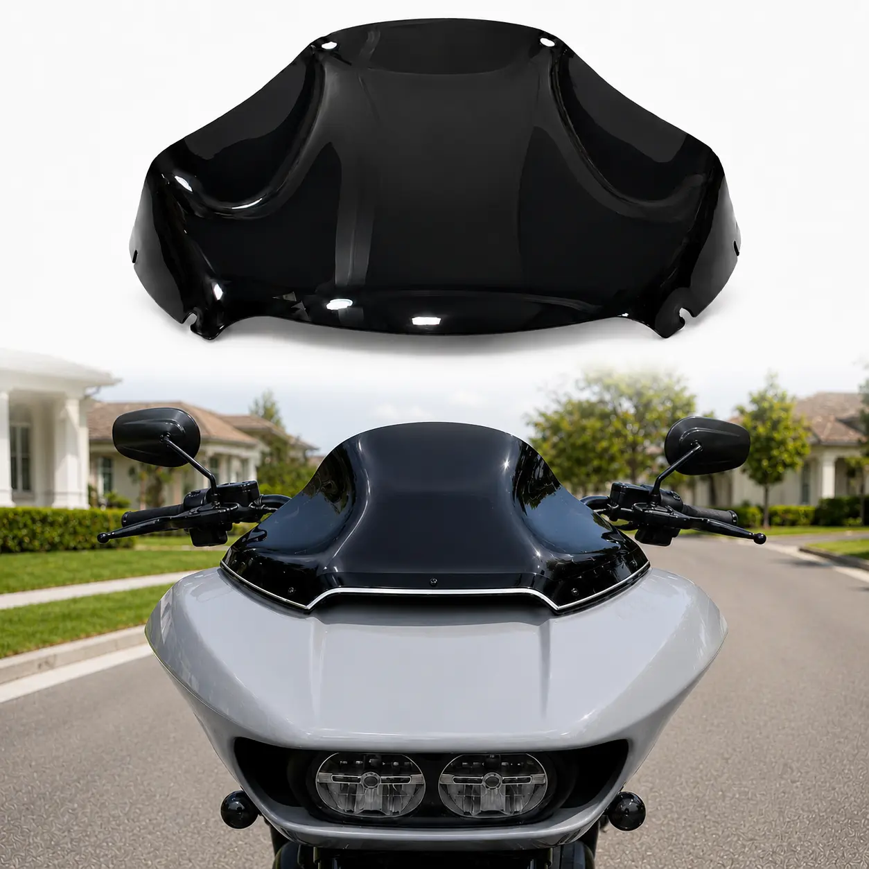 13" Black Wave Motorcycle Windshield Windscreen for Harley Road Glide FLTRX FLTRXS FLTRK FLTRU FLTRUSE FLTRXST FLTRT, Polycarbonate Front Fairing Wind Deflector Replacement, Pre-Drilled for 2015-2023 FLTRX FLTRXS, 2020-2024 FLTRK, 2023-2025 FLTRT