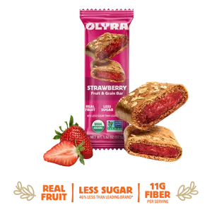 Olyra Strawberry Fruit & Grain Bars- 4 Box - 16 Packs Organic Soft Baked Fruit Filled Breakfast Bars - High Fiber - Healthy Breakfast Snacks with Real Fruit Filling - Healthy Snacks for Adults - Office Snack - School Kids Snack