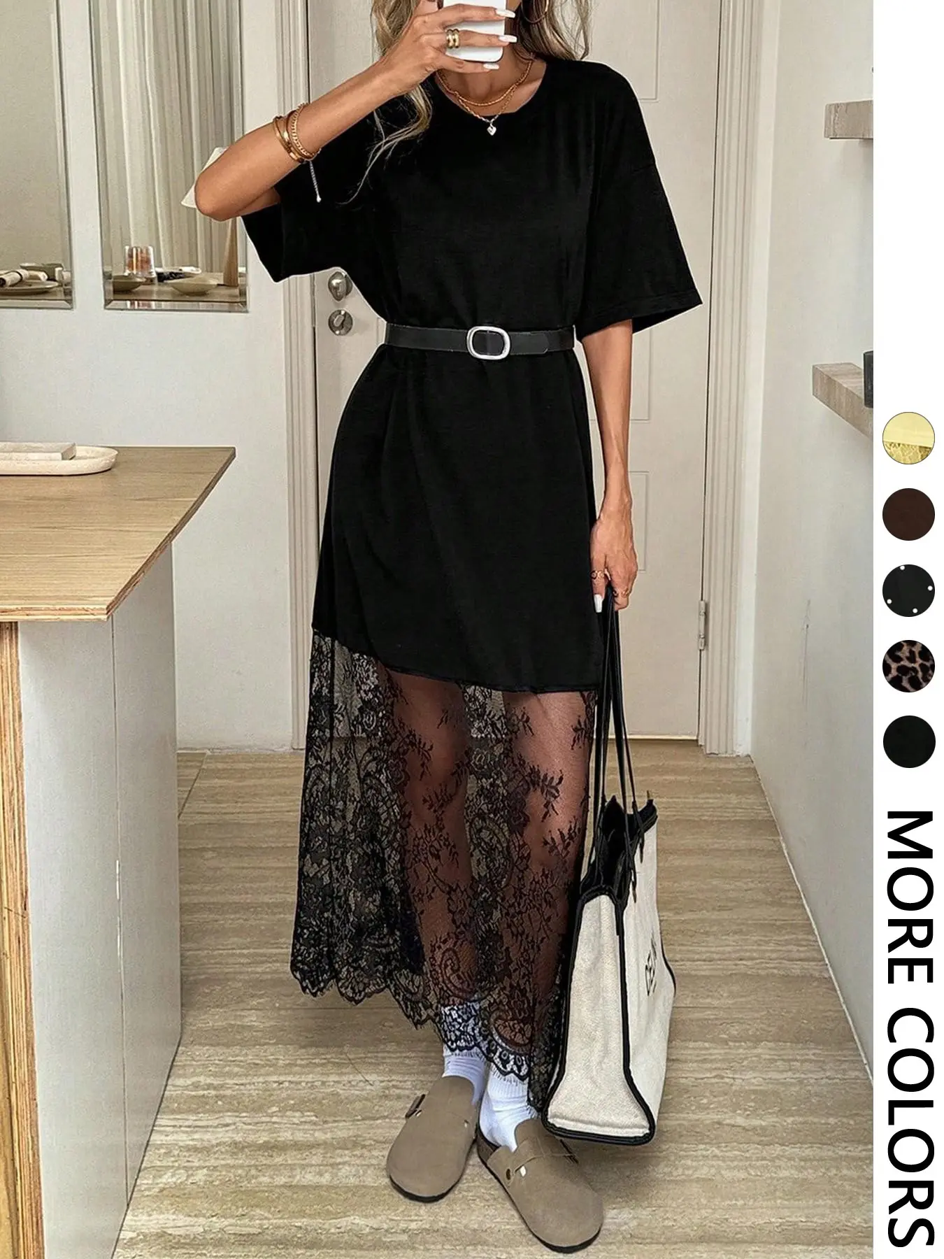 aqua mock neck lace shift dress - TikTok Shop