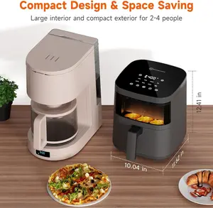Kitchen Elite Digital Air Fryer with Viewing Window 8 Presets 4 Quart Touchscreen Cooker 1550W Precise Temp Control Elegant Gray for Healthier Eating Home