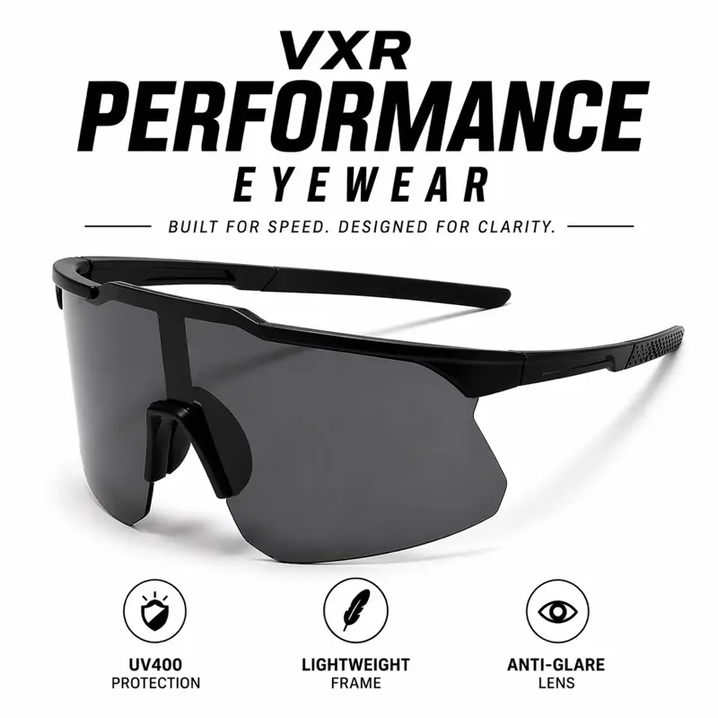 VRX Performance Eyewear - Lightweight Full-Shield Design with UV400 Protection & Anti-Glare Vision for Running Cycling Gym & Outdoor Activities