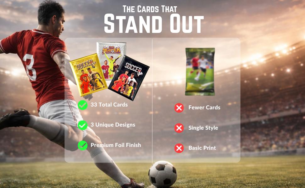 2026–27 Soccer Cards – 33 Unique Soccer Player Trading Cards |   3 Mystery Packs (Black, Gold & Silver) |   Different Cards in Each Pack |   Ideal for Football Fans & Collectors – Not Original
