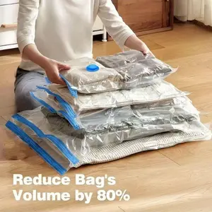 7-Pieces set Vacuum Compression Bags TravelOrganizer Set with Portable Manual Pump,Large Medium Small Sizes, Thick Material,Travel Essentials