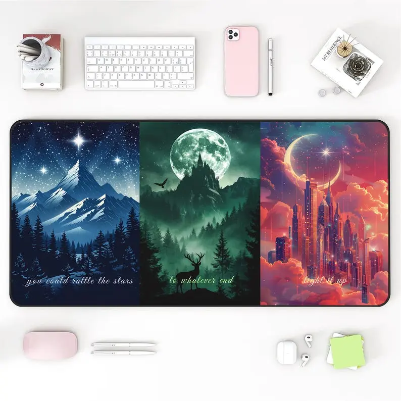 Sarah J Maas Maasverse Desk Mat Throne of Glass Art Large Mousepad, Lunathion, Velaris, Terrasen - Fantasy Desk Mat, Novelty Mousepad, Bookish Merch, Acotar Merch, Home Office Decor