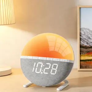 Simulated Sunrise Wake-Up Light - Bedside Alarm Clock with 7-Color Mood Light, 10 Brightness Levels, Snooze Function & USB Charging, Adult Sleep Aid Bedroom Home Decor