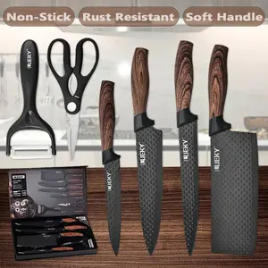 6-piece professional kitchen knife set with gift box, sharp meat cutting knife, non stick stainless steel, sharp chef knife set for chef cooking, mothersdaygift#Summervibes