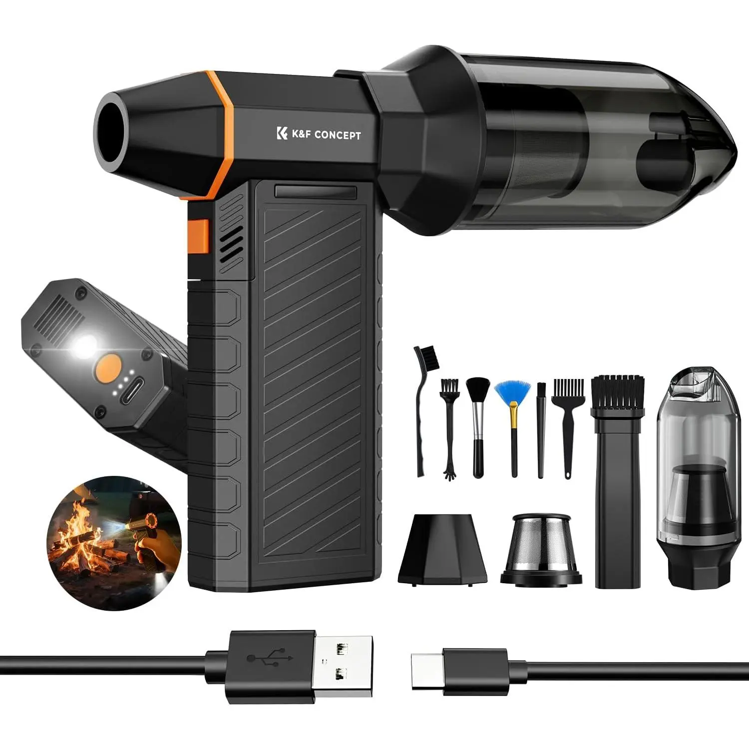 K&F Concept 2-in-1 Magnetic Compressed Air Duster, Electric Air Duster | 300000RPM Vacuum Cleaner | 3 Gear | Super Wind Power | Rechargeable Brushless Motor | for Computer, Keyboard, Car, Home,Outdoor Cleaning