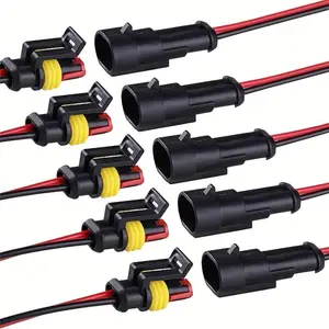 Car Wire Connector, 2-Pin Sealed Male Female Plug Socket Quick Disconnect Plug, Durable Reliable Connectors, IP67 Waterproof Electrical Wire Connector with Copper 18AWG Wire Recessed Mounting, Uncharged, Without Battery for Car, Truck, Motorcycle