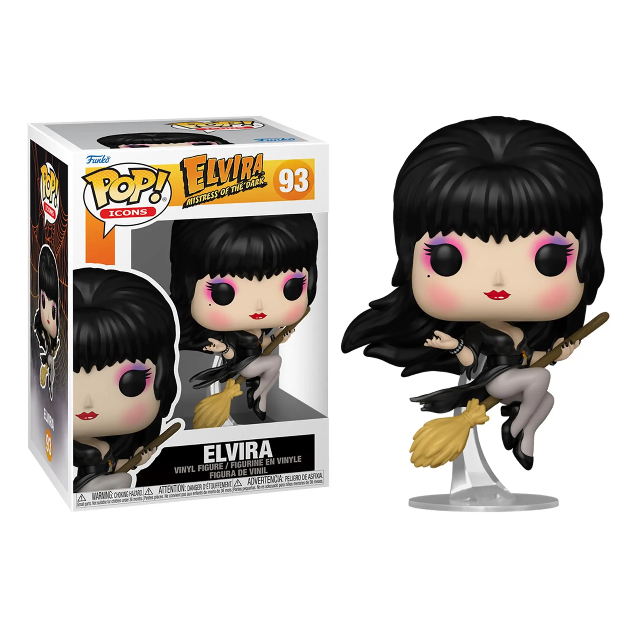 Elvira Mistress of The Dark Funko POP Icons Bobble Head Action Figure - Boxed Collectible Model Figure with Elvira Broom Toy, Figures
