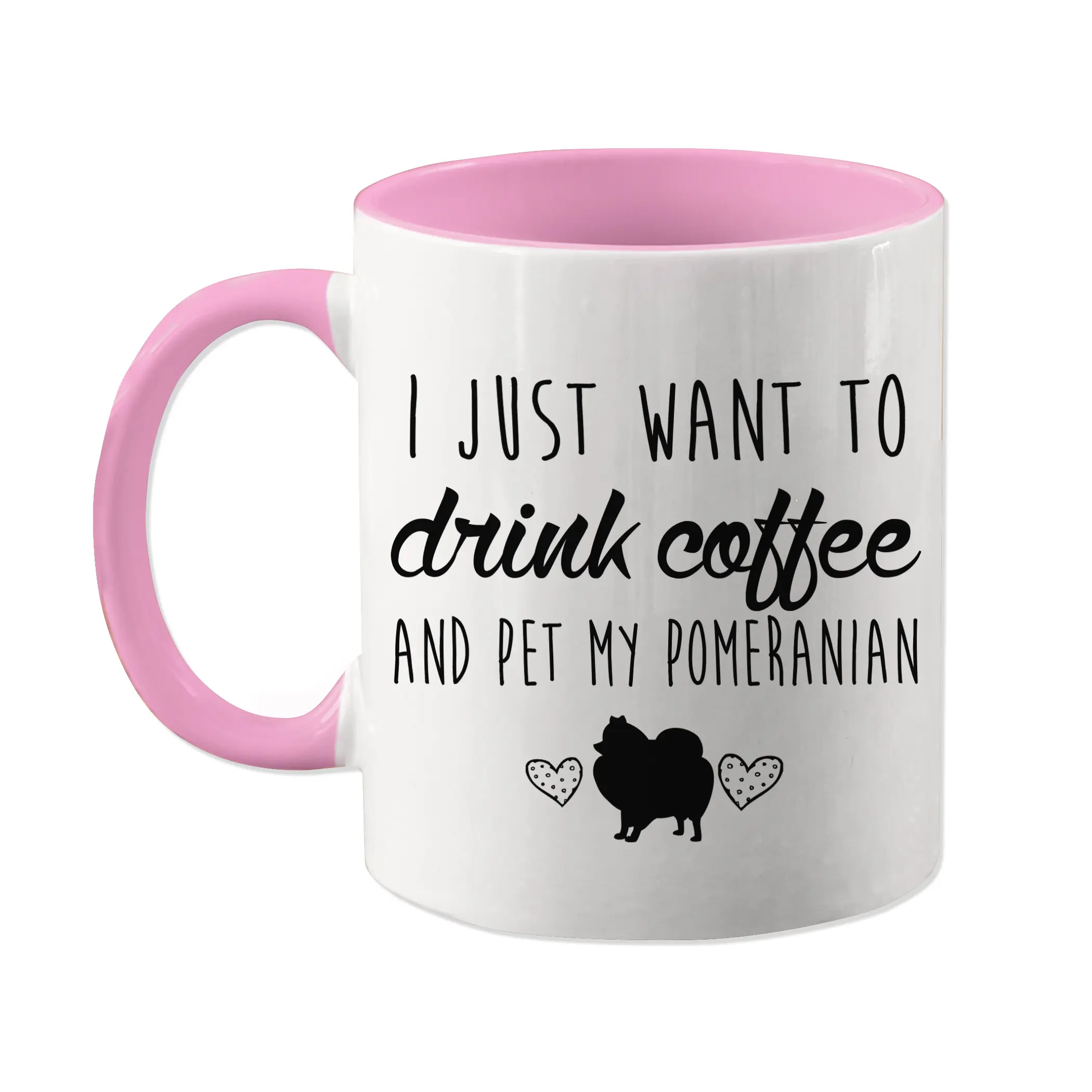 11 oz Solid Modern Ceramic Pomeranian (Pom Pom) Mug - Durable, Double-Sided, Heat Resistant, Dishwasher Safe, Non-Customised Coffee or Tea Kitchen Drinkware, Gift for Pomeranian Lovers